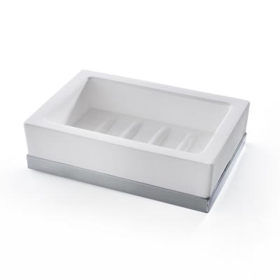 Фото 3SC Mood Deluxe White Мыльница настольная,  композит Solid Surface, цвет: белый матовый/хром