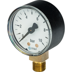 Фото STOUT Манометр радиальный корпус Dn 50 мм 1/4" до 10 bar (SIM-0010-501008)
