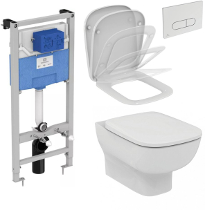 Фото Унитаз с инсталляцией Ideal Standard Esedra AquaBlade R030001+панель смыва и сиденье SoftClose
