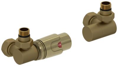 Фото Терморегулятор автоматический 3D левый G 1/2" НР х G 3/4" НГ / набор (Матовое золото)