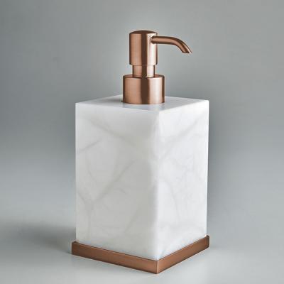 Фото 3SC Baster Square Дозатор для жидкого мыла, настольный, цвет: алебастр/Warm Brushed Bronze PVD
