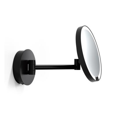 Фото Decor Walther Round Just Look WR Косметическое зеркало 21.5см, подвесное, увел. 5x, подсветка LED на аккумуляторе, цвет: черный матовый