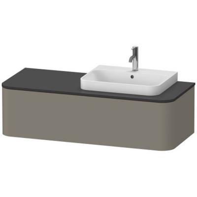 Фото Duravit Happy D.2 Plus Столешница 16x1300x550мм для тумбы #HP4932, HP4942, HP4952 ,HP4962, HP4972 с вырезом под 1 раковину DX, цвет: graphite supermat