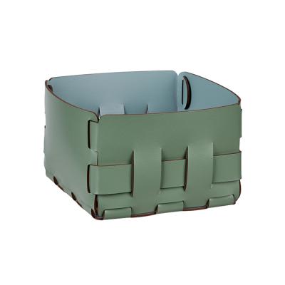 Фото ADJ Корзинка Mini Bottega, 19x19xH13 см., цвет: эвкалипт/небесный