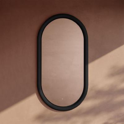 Фото Artceram Milano Зеркало 55х100 см в керамической раме с LED-подсветкой и сенсорным выключателем, цвет: черный глянцевый