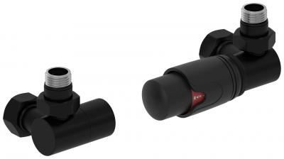 Фото Терморегулятор автоматический 3D правый G 1/2" НР х G 3/4" НГ / набор (Матовый чёрный)