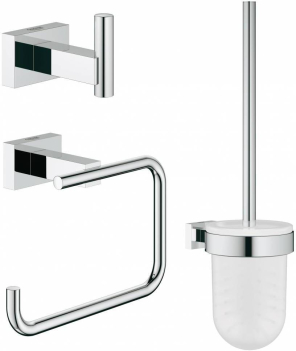Фото 40757001 Essentials Cube (3 предмета) Набор аксессуаров (Ершик, держатель бумаги, крючок), хром