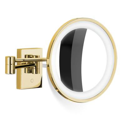 Фото Decor Walther Косметическое зеркало, подвесное, 5x кратное увеличение, подсветка LED, цвет: золото