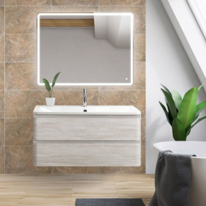 Фото Комплект мебели BelBagno Albano 80 подвесная, rovere vintage bianco (ALBANO-800-2C-SO-RVB+BB800/455-LV-MR-ALR+SPC-MAR-800-800-LED-TCH)