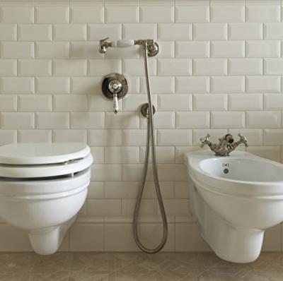 Фото Devon Гигиенический душ с держателем, шлангом и выпуском из стены, с ручкой белой, цвет: бронза
