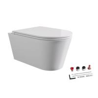 Фото Alice Hide Round комплект: Подвесной унитаз, форма-круг, белый глянцевый, без сливного механизма, Сиденье для унитаза softclose, Набор крепежный