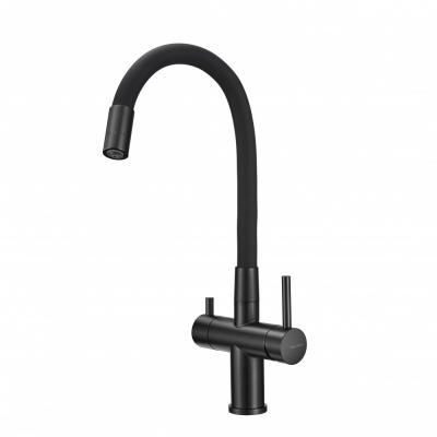 Фото Смеситель для кухни с фильтром Milacio Ultra 560 (MCU.560.TBB) total black черный шланг