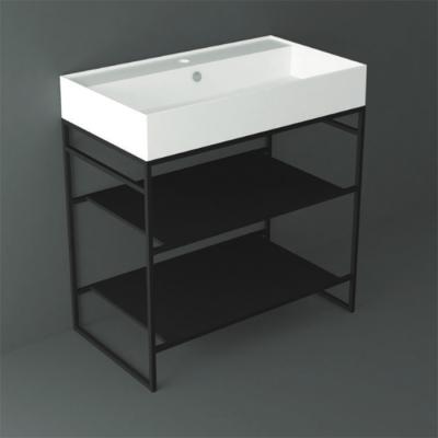 Фото SIMAS AGILE Структура металлическая 81x46xh72 см, напольная, для раковины AG81, с 2 полками, цвет черный матовый