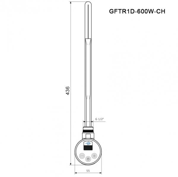 Фото Электрический ТЭН GIDRO FORCE GFTR1D-600W-CH с дисплеем