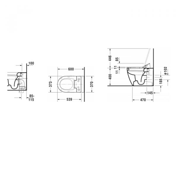 Фото Duravit ME by Starck SensoWash Унитаз напольный 60х37см, пристенный вариант, включая крепление, сток горизонтальный, с сиденьем
