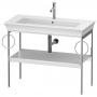 Фото Duravit White Tulip Металлическая консоль, 760x984x450 мм, напольная, 1 дерев.полка, 2 п/держ., цвет: белый высокоглянцевый