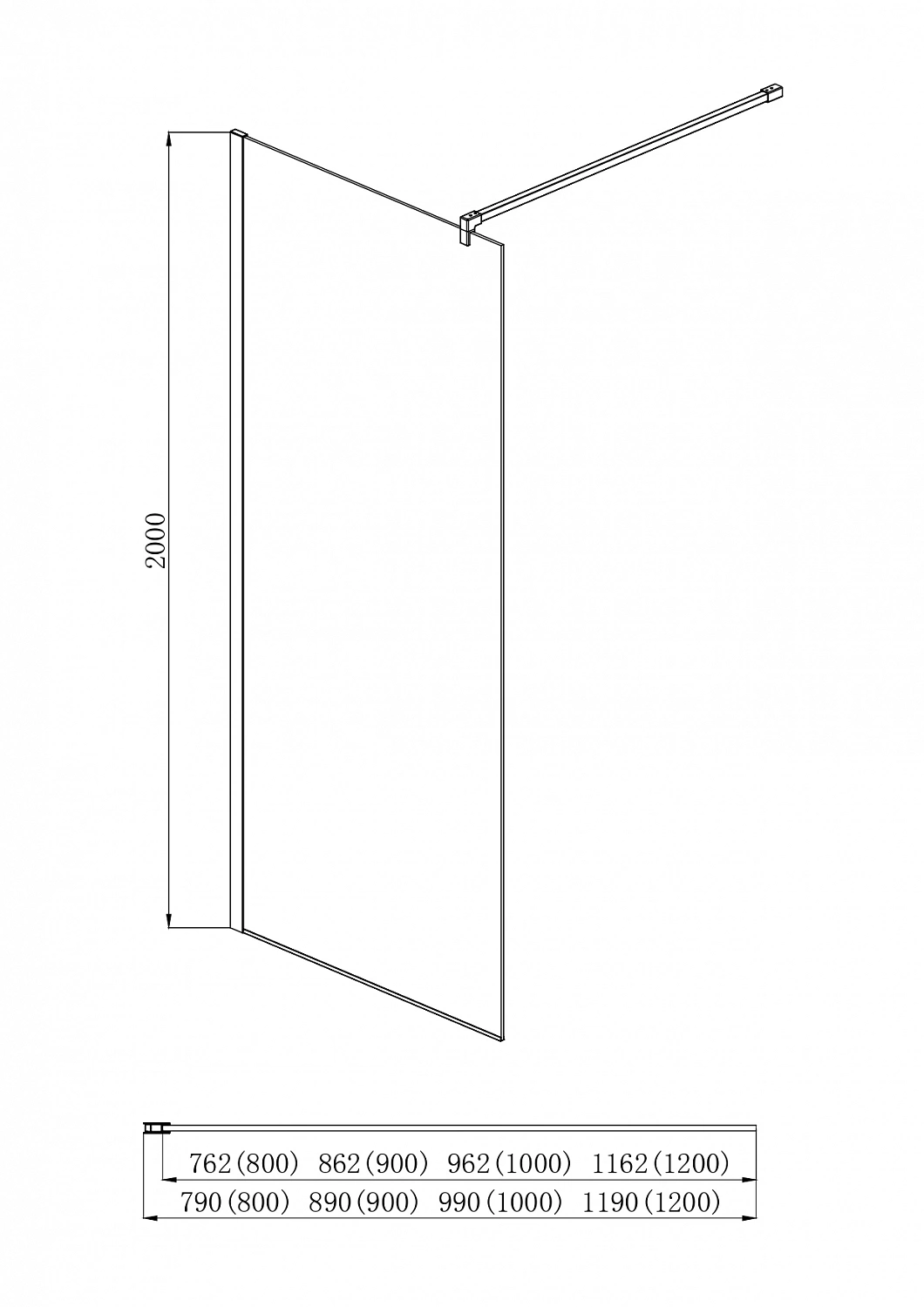 Фото Душевая перегодка Aquatek AQNAR6310-100 Walk in с держателем 1000x2000, хром