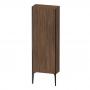 Фото Duravit XViu Шкаф подвесной 50x24x133см, с 1 дверью, 3 стеклянными полками (петли справа), цвет: walnut dark/черный матовый