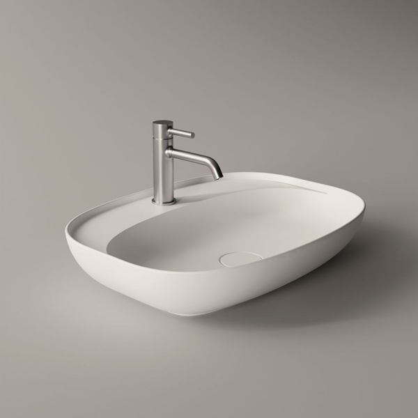 Фото Alice Form Раковина Oval 60x45хВ12 Plan, накладная, с отверстием под смеситель, белый матовый