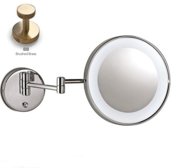 Фото Косметическое зеркало, 3SC, Cosmetic Mirrors, 3-х кратное увеличение, с подсветкой, цвет-Brushed Brass