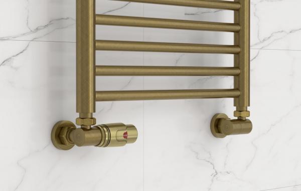 Фото Терморегулятор автоматический 3D левый G 1/2" НР х G 3/4" НГ / набор (Состаренная бронза)
