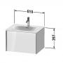 Фото Duravit XViu Тумба подвесная 610x800x480мм, для раковины #234463, 1 ящик, цвет: белый глянцевый/champagne matt
