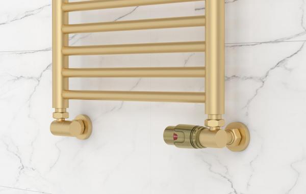Фото Терморегулятор автоматический 3D правый G 1/2" НР х G 3/4" НГ / набор (Матовая шампань)