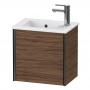 Фото Duravit XViu Тумба подвесная 557x510x420мм, для раковины #072343, 1 дверь, петли справа, цвет: walnut dark/черный матовый