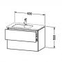 Фото DURAVIT L-CUBE Тумба под раковину 550x820x481 мм., подвесная, левая, 2 ящика, для раковины 234583,, цвет белый глянцевый