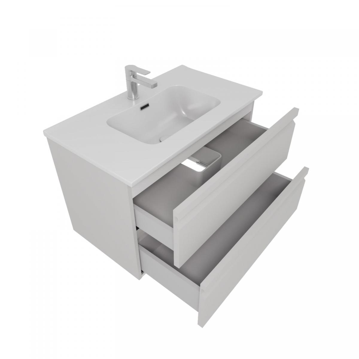 Фото AQ77080-LG Комплект мебели: Тумба 80см ВЕГА с раковиной AQ0480-00, 2 ящика, цвет серый туман