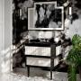 Фото Devon&Devon Metropolitan Тумба под раковину DEEP BLACK 88,5см, планками PURE WHITE, столешница  GRANITO NERO ASSOLUTO, раковина SWINDON черная