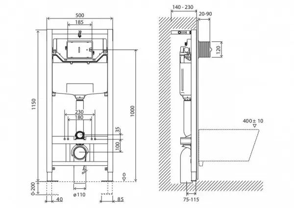 Фото Система инсталляции для унитазов BelBagno BB001-120
