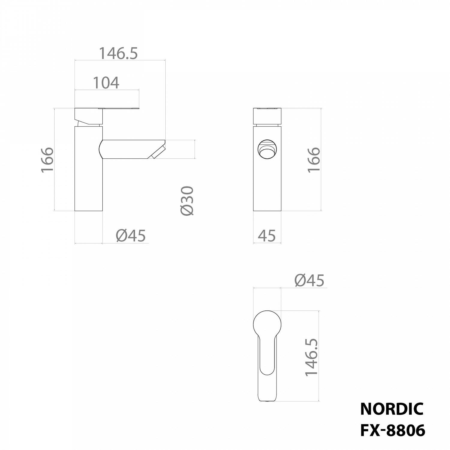 Фото Смеситель для раковины Fixsen NORDIC однорычажный, керамический картридж, хром (FX-8806)