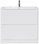 Фото Тумба с раковиной BelBagno Albano 90 напольная, bianco lucido (ALBANO-900-2C-PIA-BL+BB900/455-LV-MR-ALR)