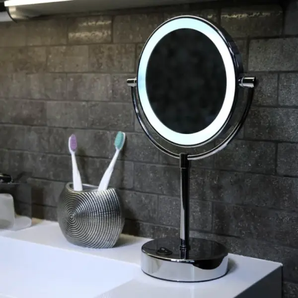 Фото Зеркало WasserKraft K-1005 с LED-подсветкой двухстороннее, стандартное и с 3-х кратным увеличением