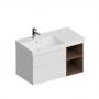 Фото Kerama Marazzi Тумба CUBO левая подвесная с ящиками 90, белая матовая-древесная