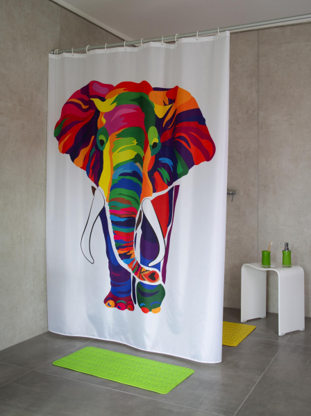 Фото Штора для ванных комнат Elephant цветной 180*200