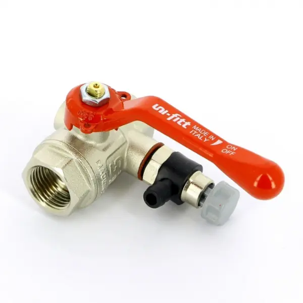 Фото Кран шаровой ВВ с дренажным вентилем UNI-FITT 1/2" заглушка 1/4" рычаг (115L2000)