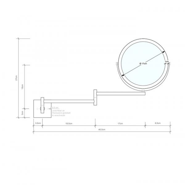 Фото Decor Walther SP 28/2/V Косметическое зеркало 17см, подвесное, увел. 5x, цвет: золото