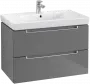 Фото Тумба под раковину Villeroy & Boch Subway 2.0 787 x 520 x 449 mm A69600FP 2 выдвижных ящика, Glossy Grey