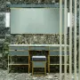 Фото OASIS ACADEMY Пуф 390х390х530 мм., напольный, структура золото, отделка Ribbed Glass Cemento глянцевый, ткань Вельвет