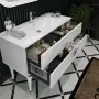 Фото Тумба с раковиной Opadiris Ибица 120 белая, фурнитура хром (Z0000013923+050600-u-01)
