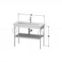 Фото Duravit White Tulip Металлическая консоль, 760x984x450 мм, напольная, 1 дерев.полка, 2 п/держ., цвет: белый высокоглянцевый