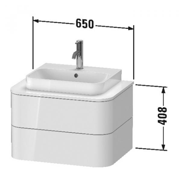 Фото Duravit Happy D.2 Plus Столешница 16x650x480мм для тумбы #HP4940, HP4960 с вырезом по центру, цвет: белый глянцевый