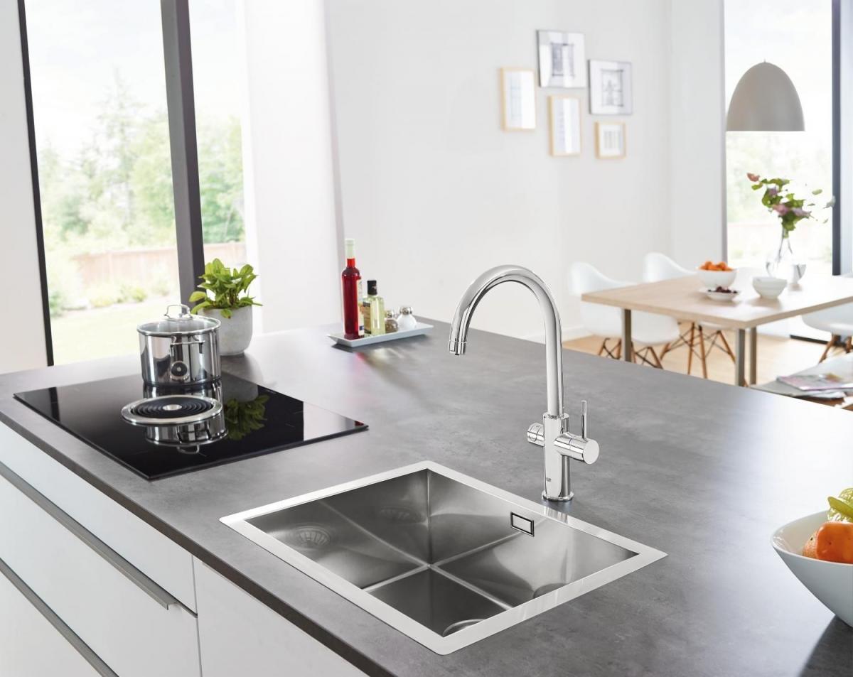 Фото Смеситель для кухонной мойки GROHE Blue Home с системой фильтрации, охлаждения и газирования воды, х