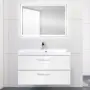 Фото Комплект мебели BelBagno Aurora 90 bianco lucido (AURORA-900-2C-SO-BL+BB900/450-LV-MR-AST+SPC-GRT-900-600-LED-TCH)