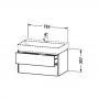 Фото Duravit XSquare Тумба подвесная под раковину # 235380 раковина слева, 2 ящика, 397x784x460мм, цвет белый глянцевый