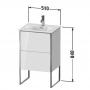 Фото Duravit XSquare Тумба напольная под раковину # 234453, 2 яшика, встроенные ножки с регулировкой по высоте, 592x510x418мм, цвет White High Gloss