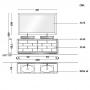 Фото VITAGE milldue edition Ritz Тумба под 2 раковины 2090х548х741 мм, напольная, 4 ящика, цоколь сталь, рама глянц лак Mandorla, фасад стекло Golden crash