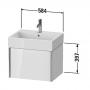 Фото Duravit XViu Тумба подвесная 397x584x454мм, для раковины #235060, 1 ящик, цвет: белый глянцевый/champagne matt